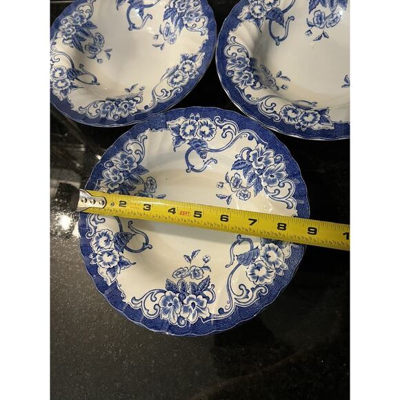 Myott Chelsea Garden Bloomingdales rimmed Bowls (3) Blue Floral - Picture 5 of 12